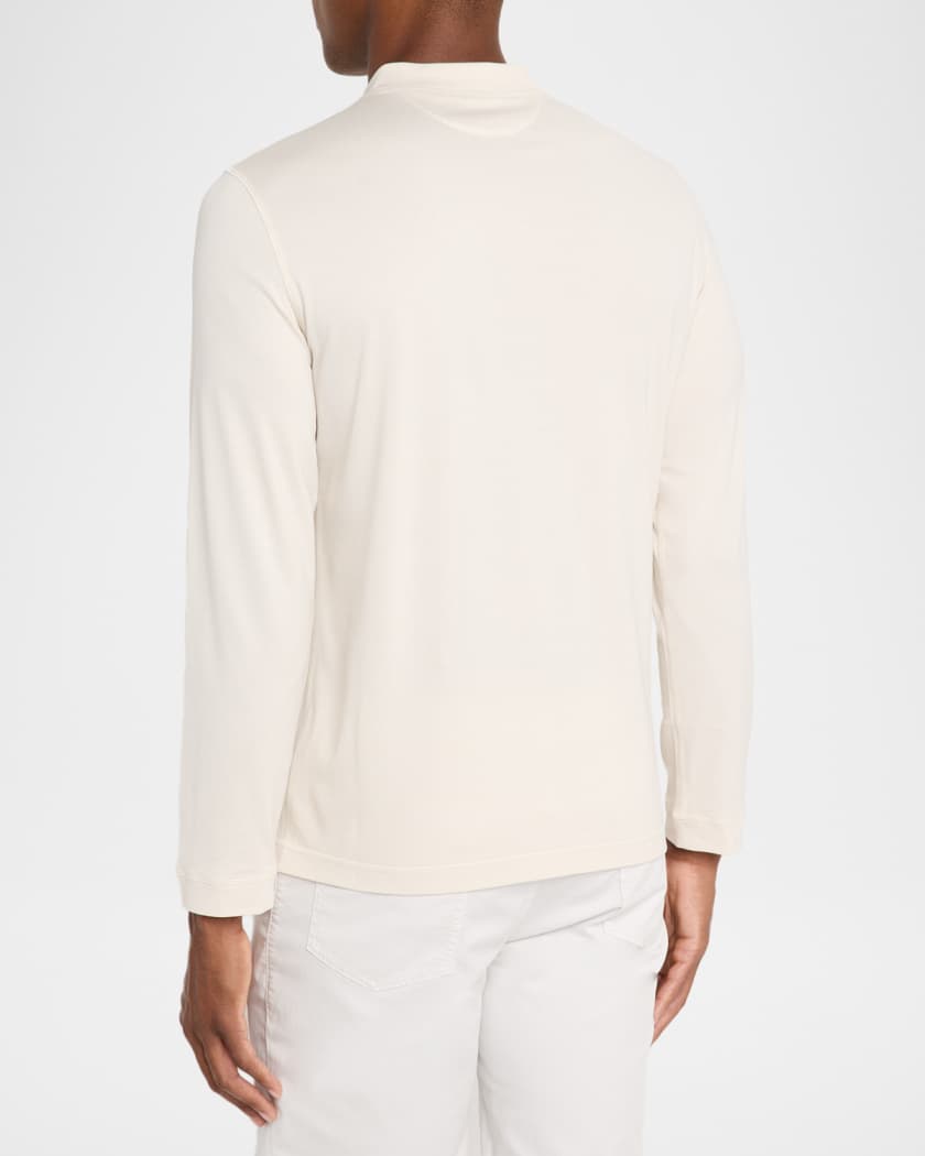 Brunello Cucinelli Men's Cotton Flat Knit Henley Shirt