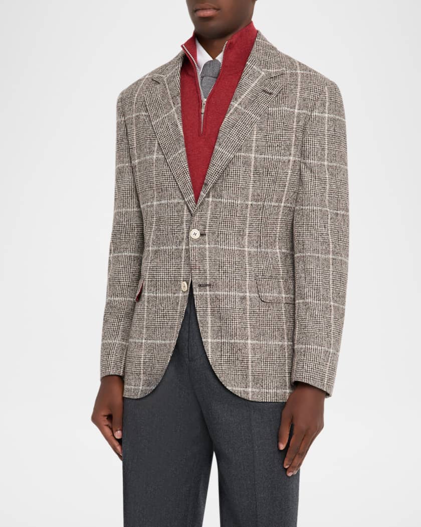 Brunello Cucinelli Men's Prince Of Wales Overcheck