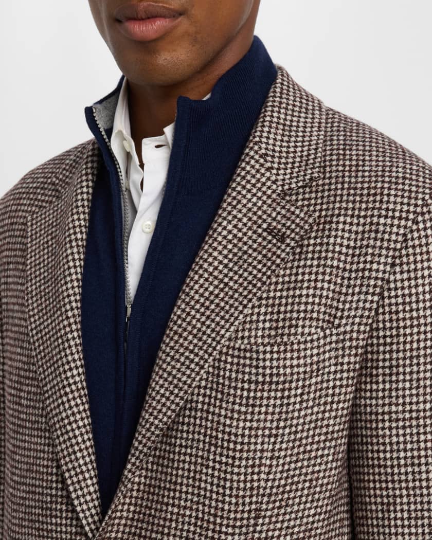 Brunello Cucinelli Men's Enamel-Button Pied De Poule Sport