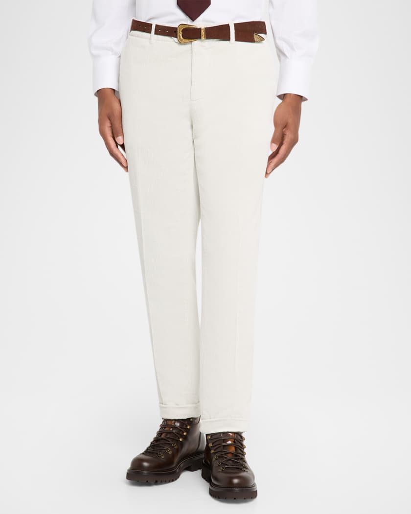 Brunello Cucinelli Men's Corduroy Flat-Front Pants | Neiman