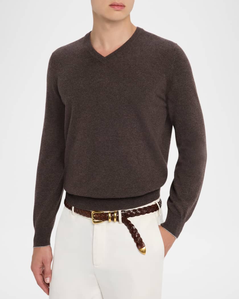Men's Cashmere Classic Fit V-Neck Sweater | Neiman Marcus