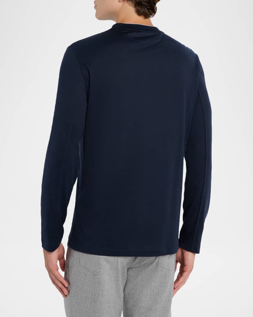 Brunello Cucinelli Men's Silk and Cotton Long-Sleeve T-Shirt