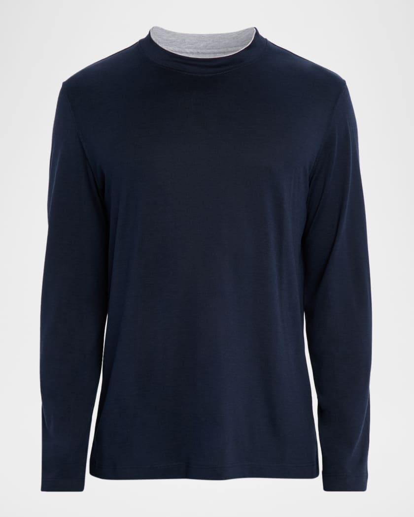 Brunello Cucinelli Men's Silk and Cotton Long-Sleeve T-Shirt