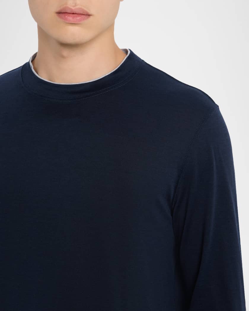 Brunello Cucinelli Men's Silk and Cotton Long-Sleeve T-Shirt