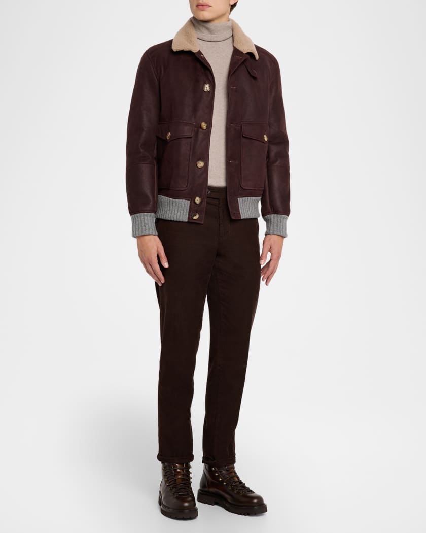 レザージャケット・コート Brunello Cucinelli Bomber Imbottito In Pelle Leather jacket in burgundy - Brunello Cucinelli | Mytheresa