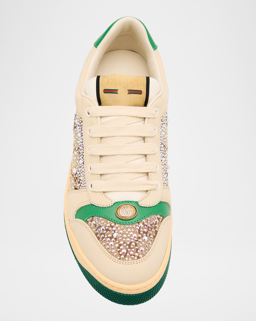Screener GG Canvas Crystal Leather Sneakers