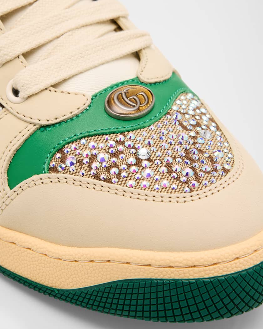 Screener GG Canvas Crystal Leather Sneakers
