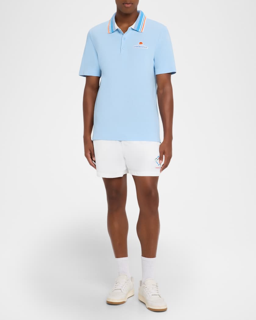 Men's Stripe Knit-Collar Polo Shirt