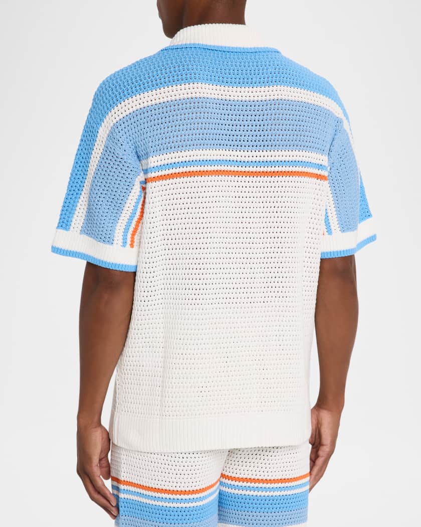 Men's Faux Crochet Short-Sleeve Shirt