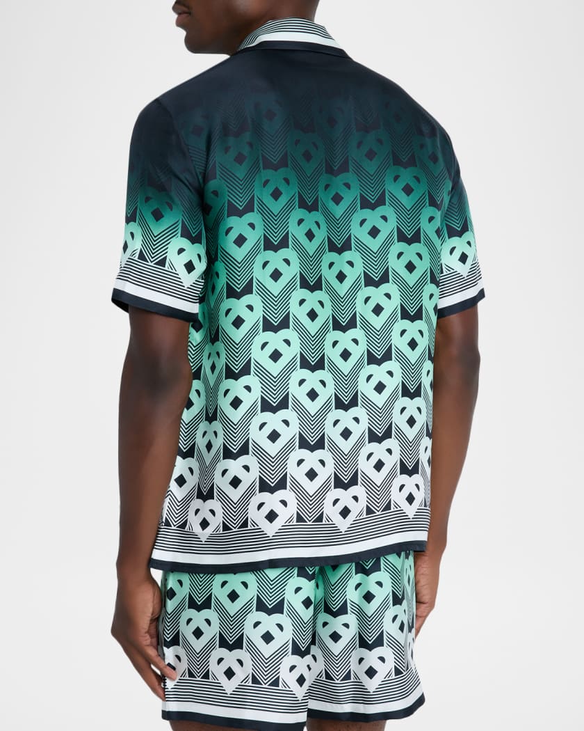 Men's Silk Heart Monogram Short-Sleeve Shirt