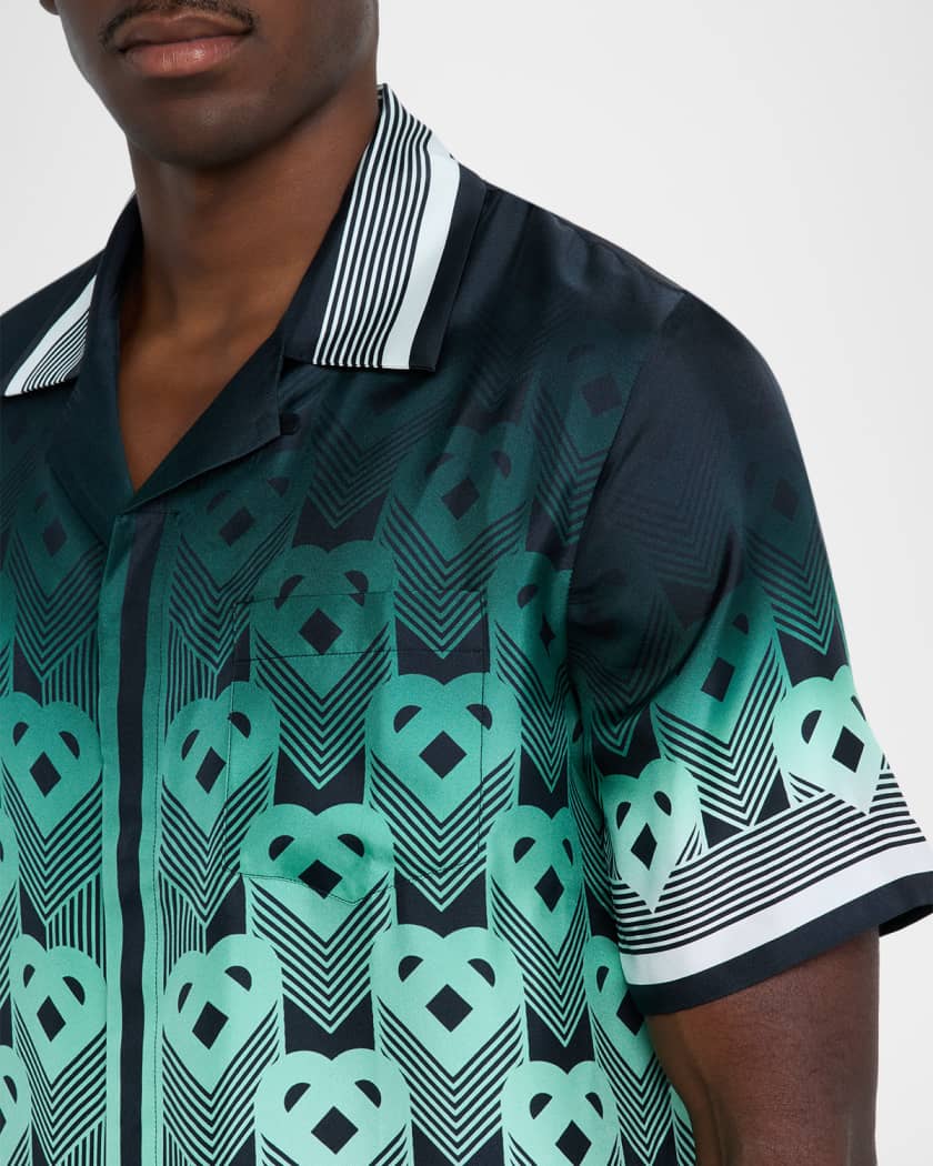 Men's Silk Heart Monogram Short-Sleeve Shirt