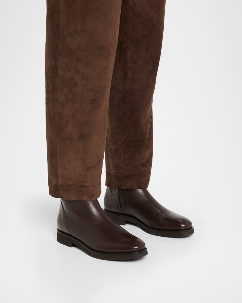 Brunello Cucinelli Leather Ankle Booties with Monili Pull