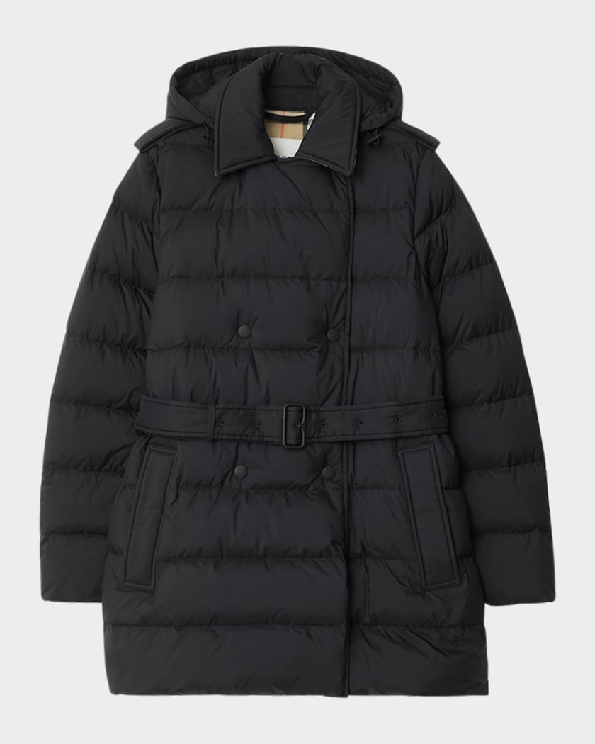 【BURBERRY】DETACHABLE HOOD DOWN-FILLED COAT Burberry Detachable Hood Long Down-filled Puffer Coat in