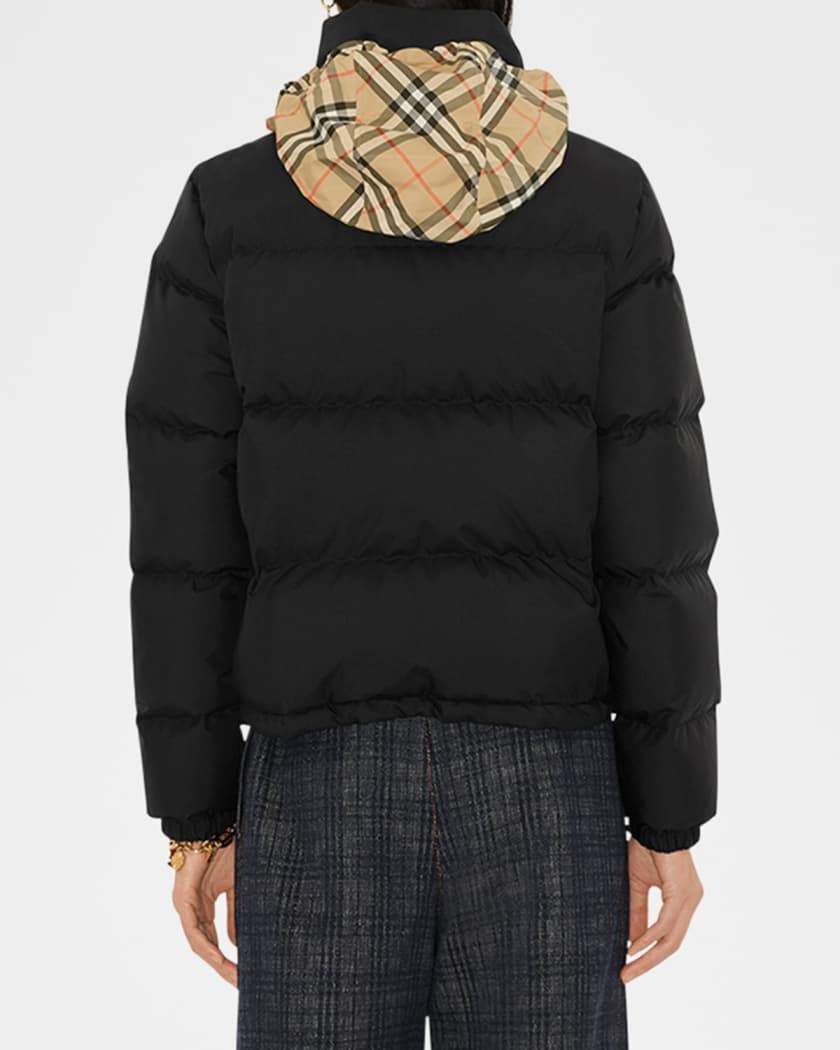 【さの】Bargiee CHECK PUFFY DOWN Burberry Ambleside Check Zipper Puffer Jacket With Hood