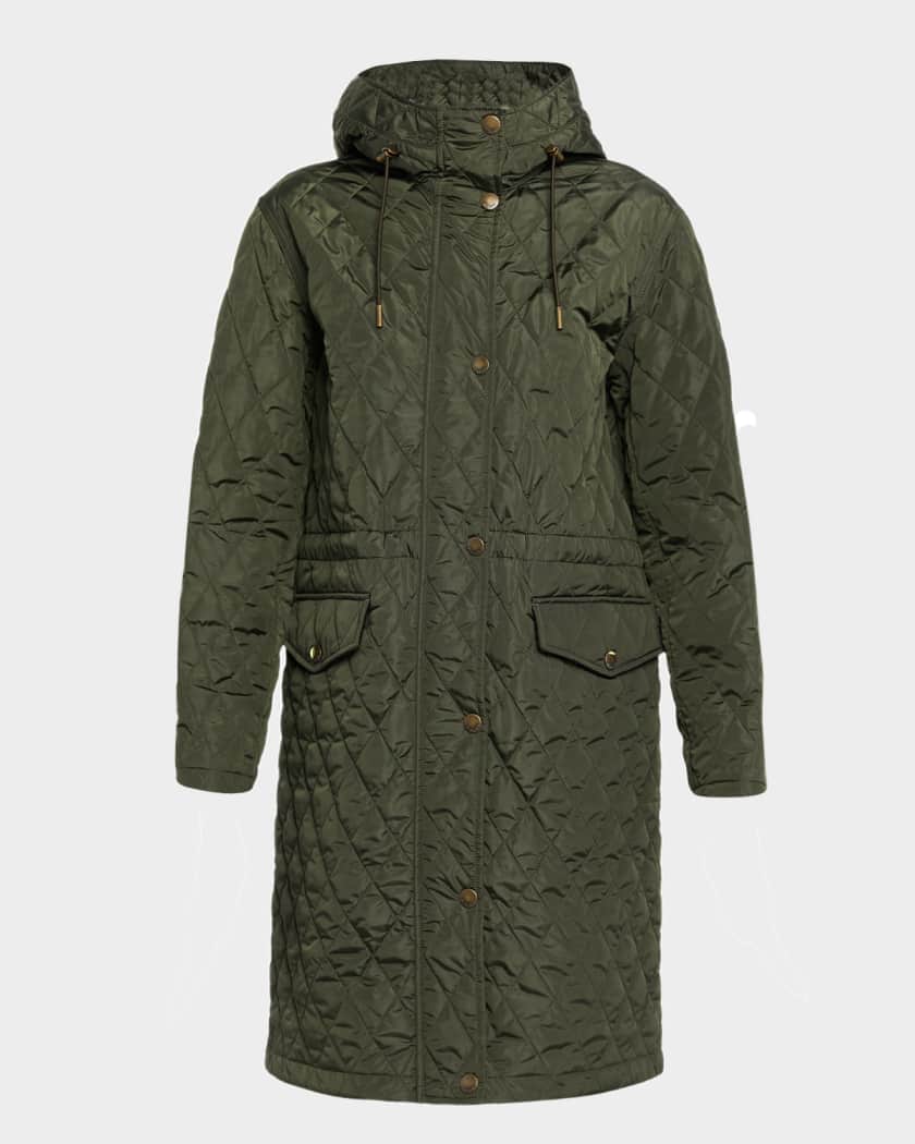 Burberry Hillgate Quilted Long Hooded Jacket | Neiman Marcus