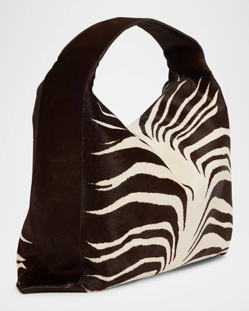 Hop Zebra-Print Calf Hair Shoulder Bag