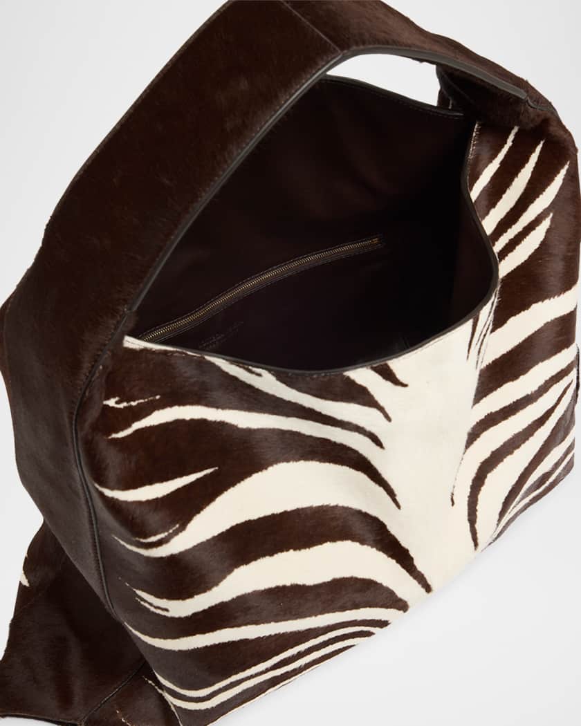 Hop Zebra-Print Calf Hair Shoulder Bag