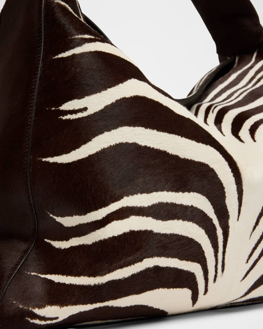 Hop Zebra-Print Calf Hair Shoulder Bag