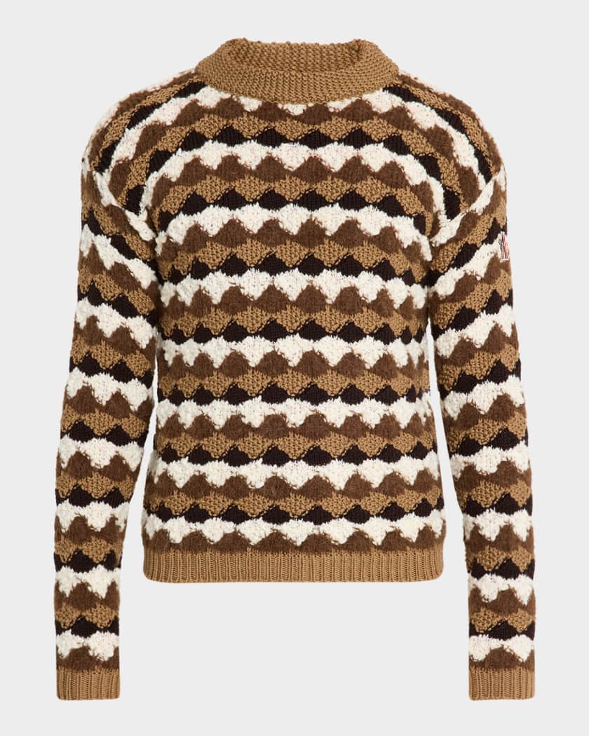 Moncler Grenoble Men's Geometric Jacquard Wool-Blend Crewneck