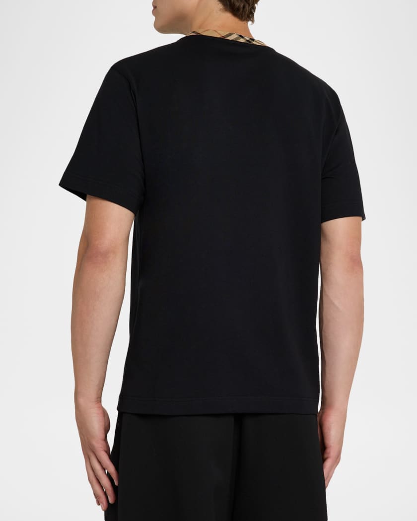 Men's Cotton Check-Trim Crewneck T-Shirt