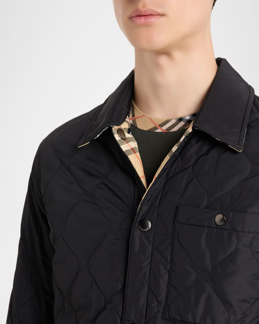 Men's Reversible Check Quilted Nylon Overshirt