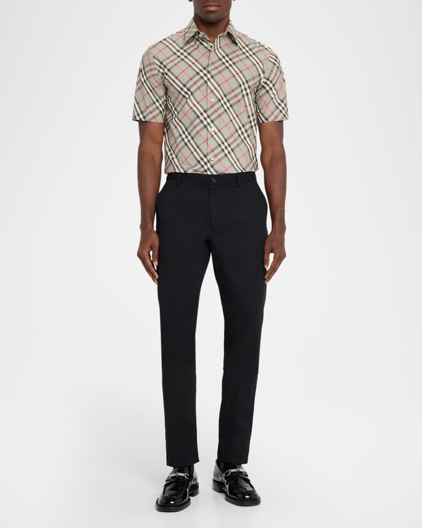 Men's Poplin Check Short-Sleeve Shirt