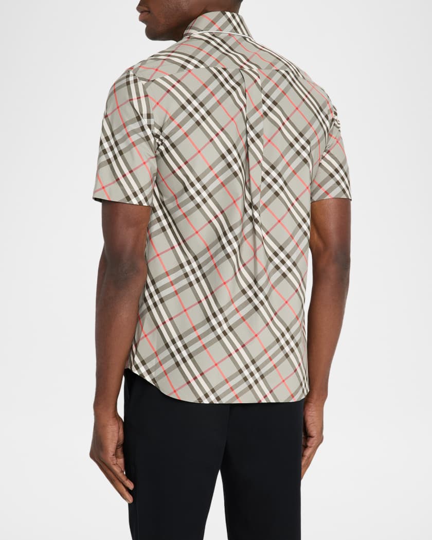 Men's Poplin Check Short-Sleeve Shirt