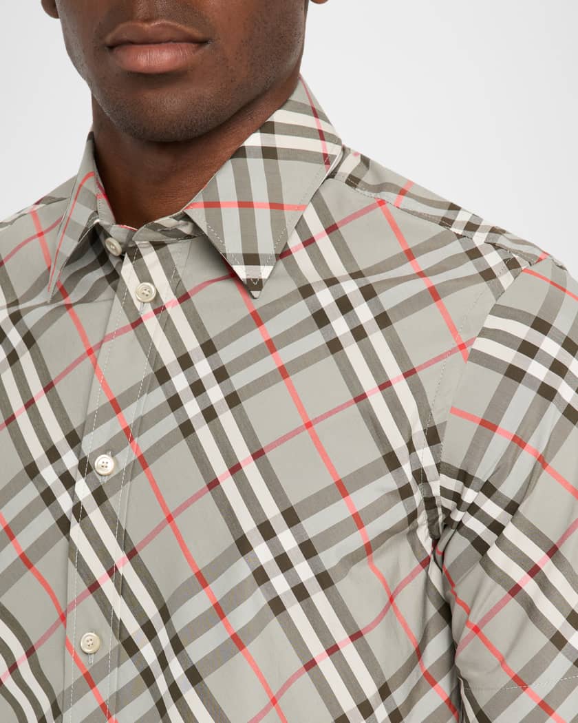 Men's Poplin Check Short-Sleeve Shirt