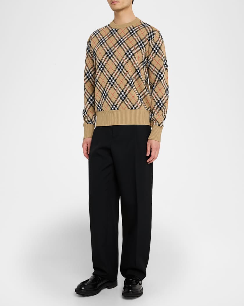 Burberry Men's Vintage Check Knit Crewneck Sweater | Neiman