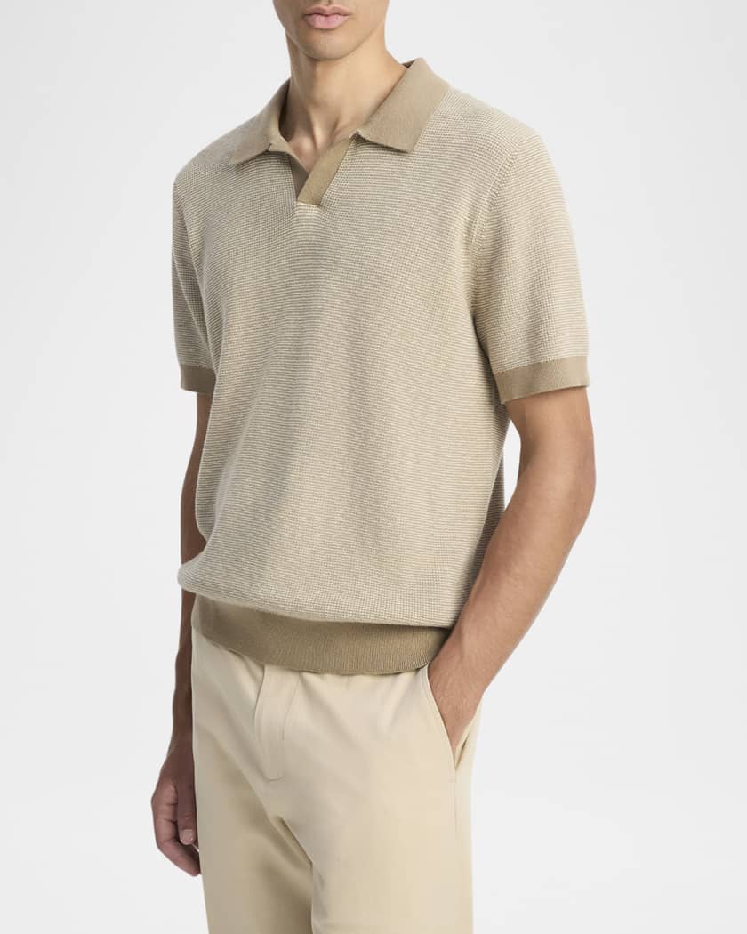 Men's Cotton and Cashmere Johnny Collar Polo Shirt
