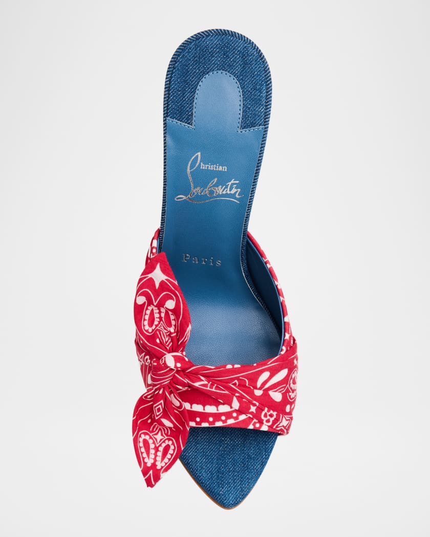 Miss Z Denim Bandana Red Sole Mule Pumps