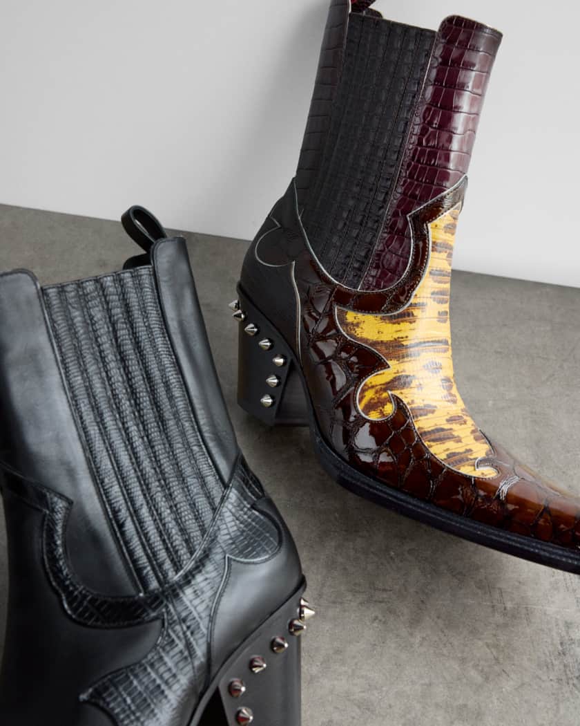 Men's Becca Uomo Embossed Leather Western Chelsea Boots