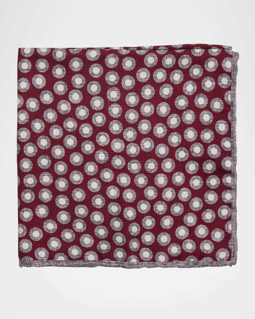 【関税＆送料込み】Brunello Cucinelli Pocket Square Accesso Brunello Cucinelli - Denim & Beige Print Silk Pocket Square