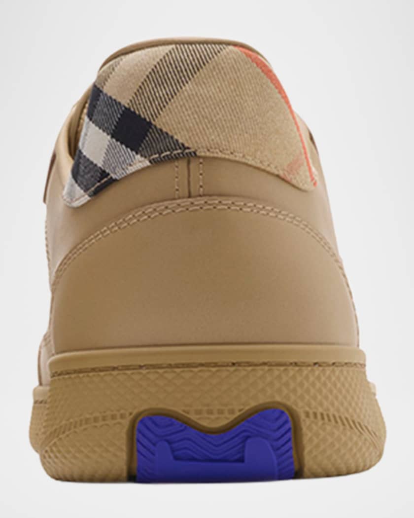 Men's Terrace Leather and Check Low-Top Sneakers