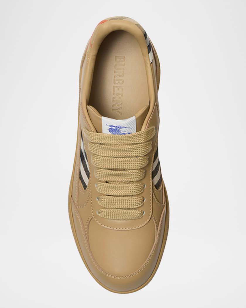 Men's Terrace Leather and Check Low-Top Sneakers