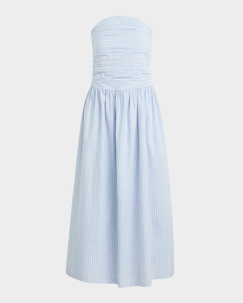 The Reina Maxi Dress - Blue/White Stripe, Size L, by Joe's Jeans