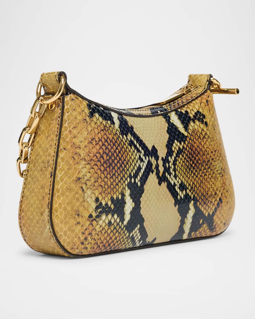 T-Bar Python-Embossed Leather Mini Pouch Bag