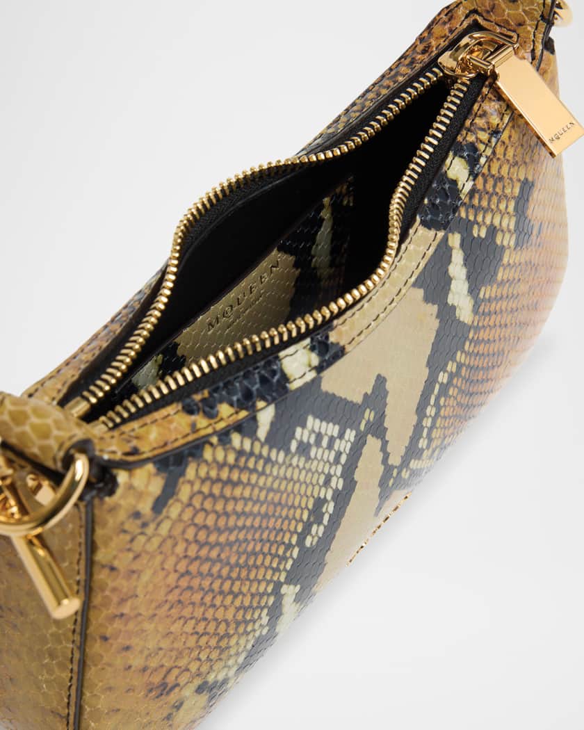 T-Bar Python-Embossed Leather Mini Pouch Bag