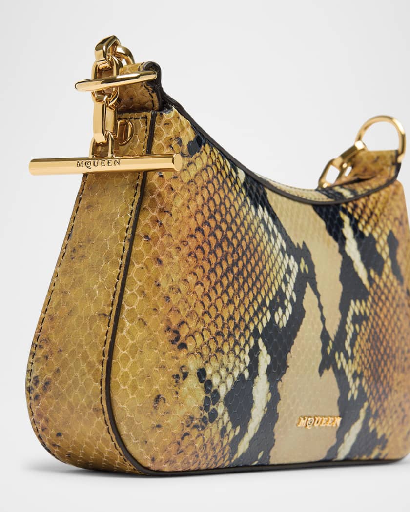 T-Bar Python-Embossed Leather Mini Pouch Bag