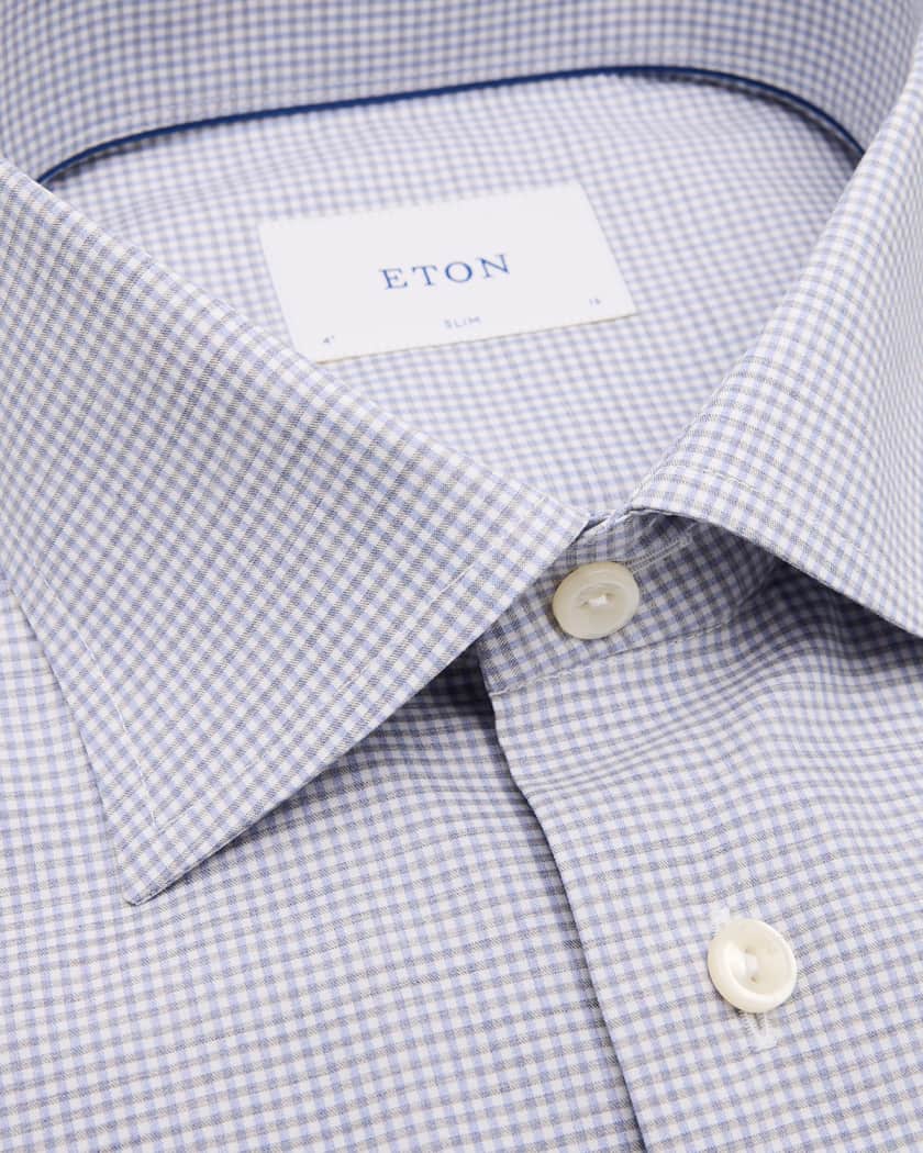 Men's Signature Twill Micro-Check Slim-Fit Dress Shirt | Neiman Marcus