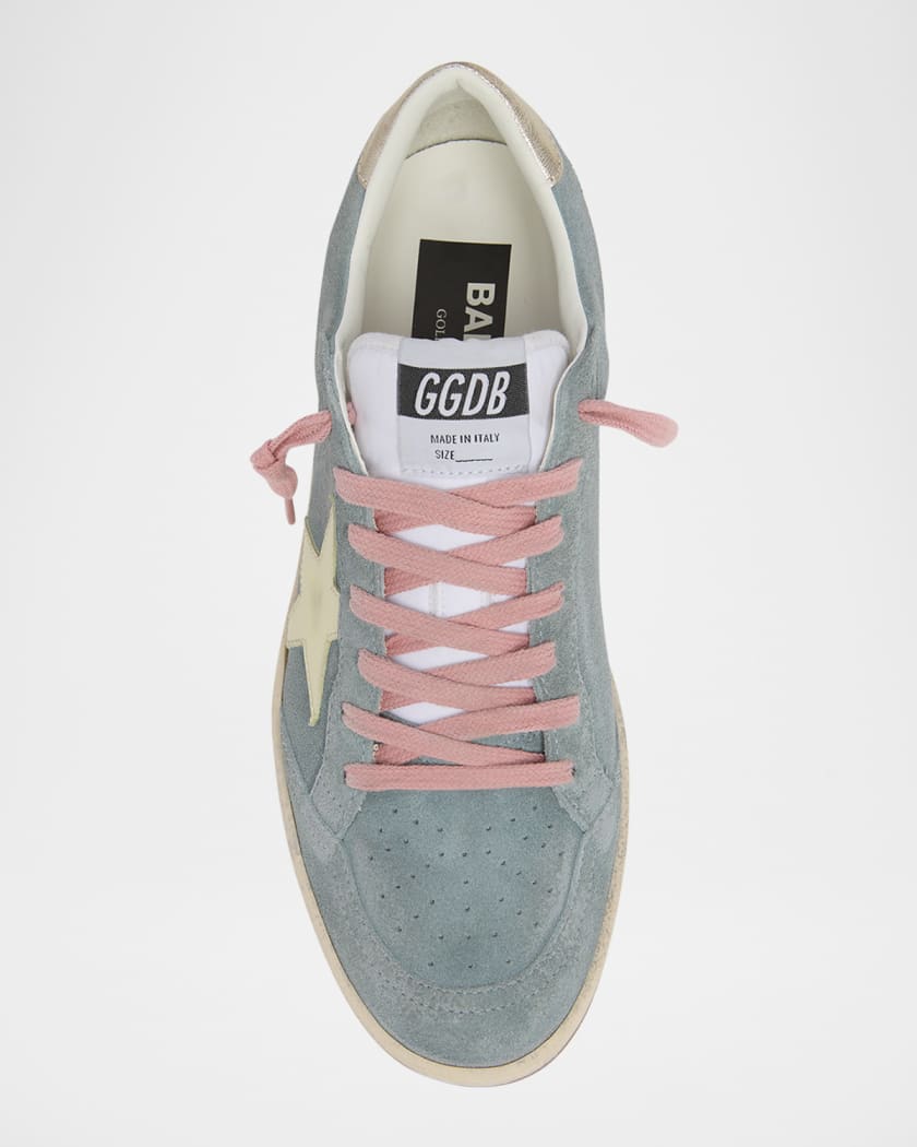 Golden Goose Ballstar Suede Metallic Low-Top Sneakers
