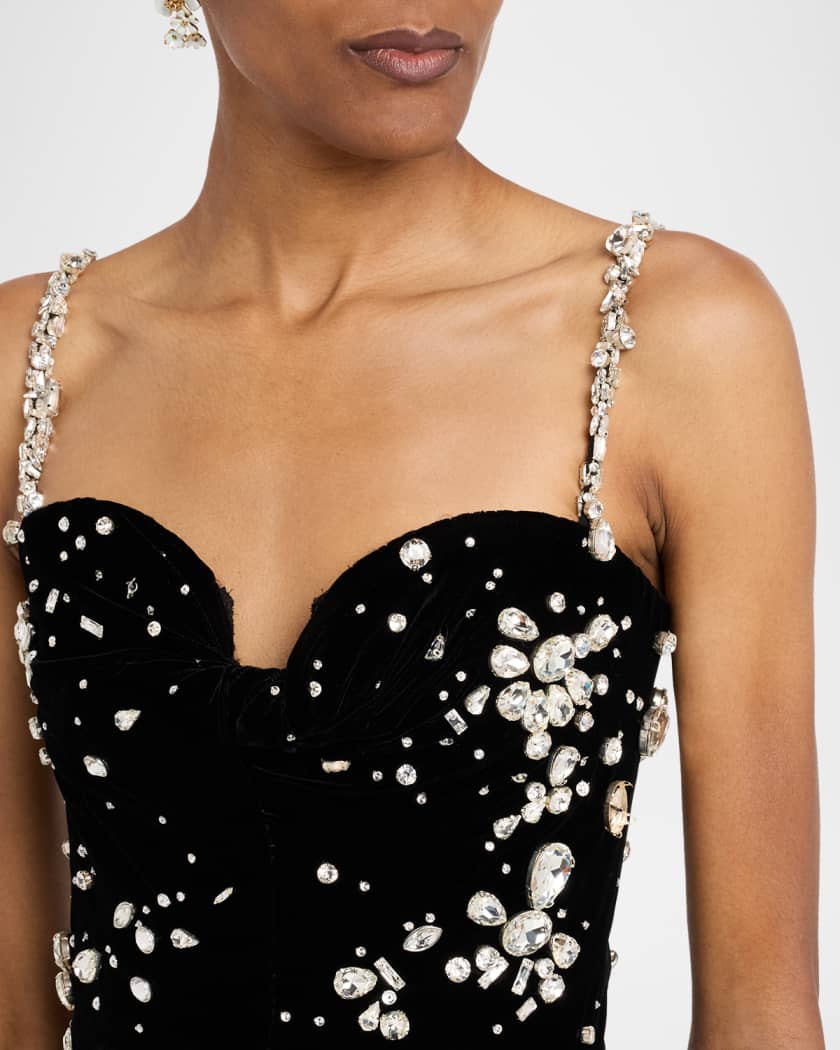 Jewel Velvet Bustier Mini Cocktail Dress