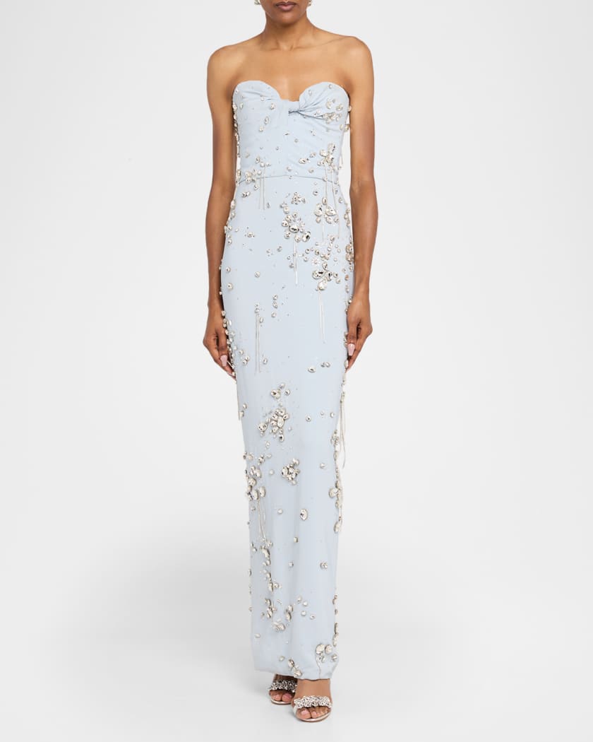 Strapless Jeweled Column Gown