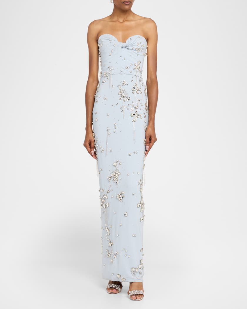 Strapless Jeweled Column Gown