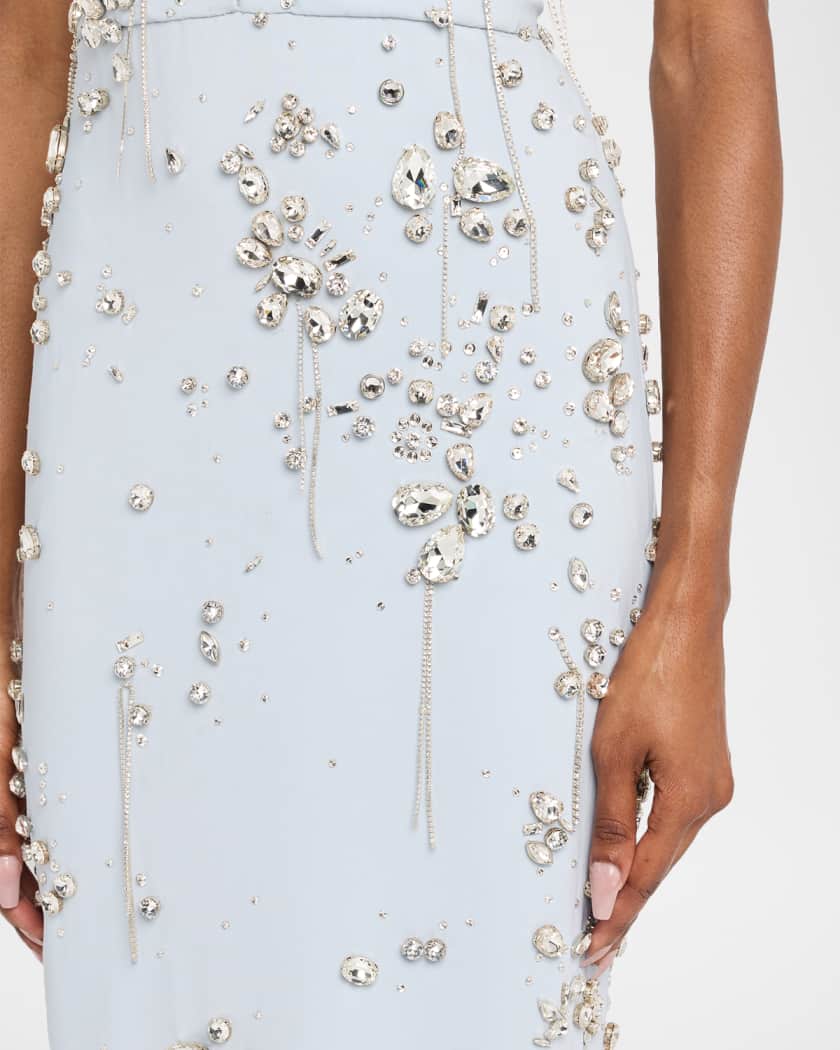 Strapless Jeweled Column Gown