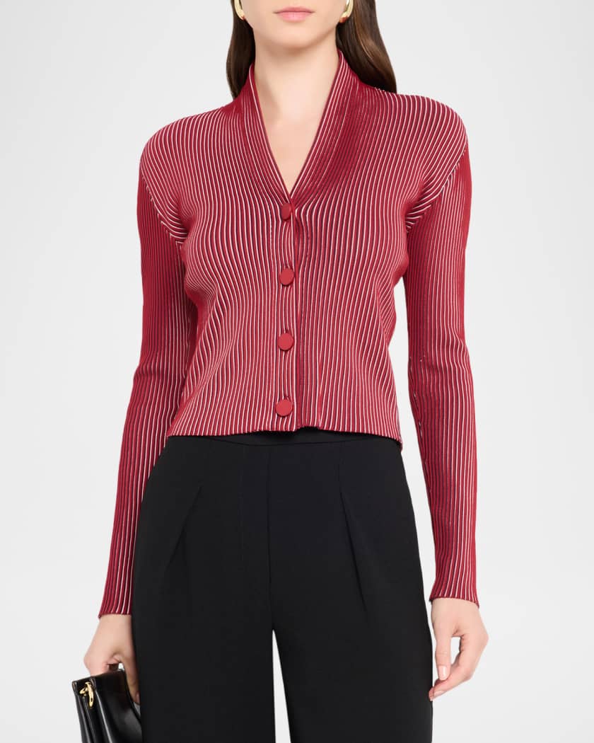 Emporio Armani Striped Rib Knit Cardigan | Neiman Marcus