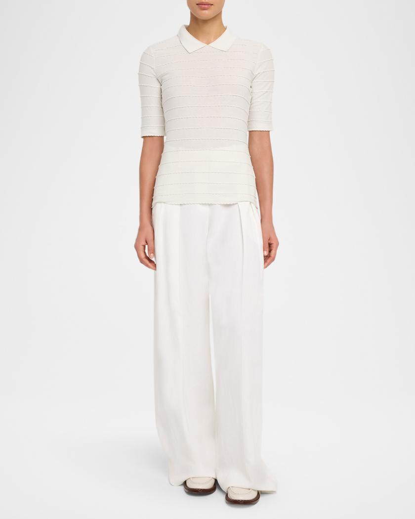 Emporio Armani Scallop-Trim Cotton Jersey Tee | Neiman Marcus