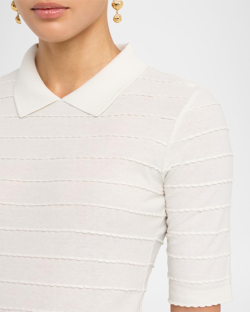 Emporio Armani Scallop-Trim Cotton Jersey Tee | Neiman Marcus