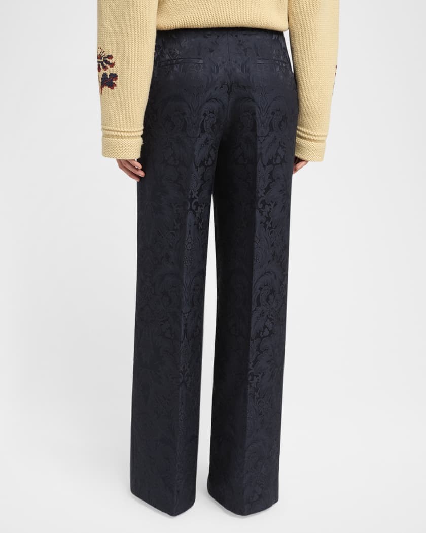 Etro Mid-Rise Brocade Straight-Leg Trousers | Neiman Marcus