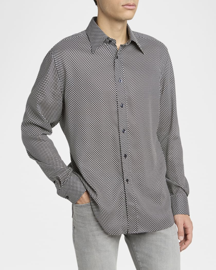 TOM FORD Men's Lyocell Graphic Polka Dot Dress Shirt
